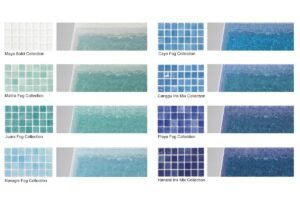 Comparaison des couleurs d'eau de piscine selon les différentes couleurs de mosaïque